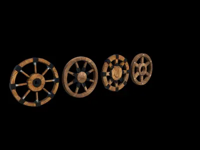Wooden wheel 3D model