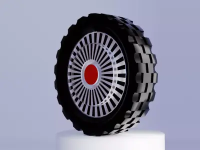 Wheels 3D Model Set - Blender Cycles Render Low-poly 3D model
