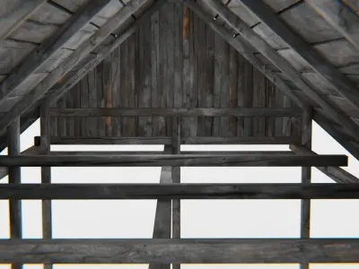 Old Wooden Medieval Building Shed 3 Low-poly 3D model