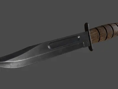 knife 9 with wooden handle Low-poly 3D model