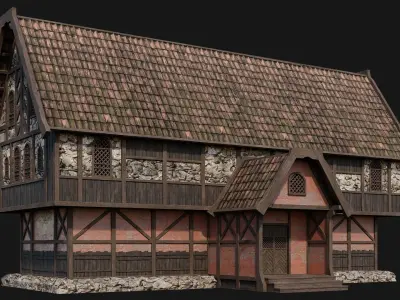 225-226-227-228 Old Medieval Houses Pack 4K Textures Low-poly 3D model