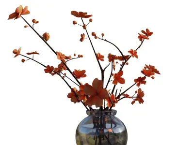 ORANGE BOUQUET in a Glass Vase Free 3D model