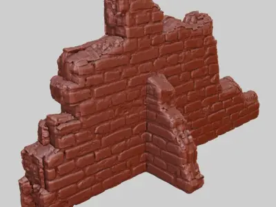 brick wall in ruins for diorama 3D model