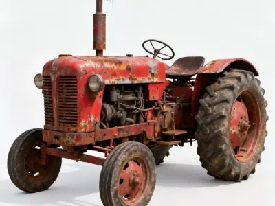 Vintage Rusty Farm Tractor 3D Model Low-poly 3D model