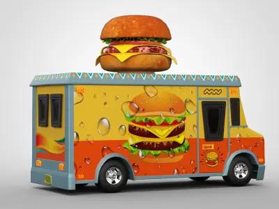 Burger Truck - Game Ready Food Truck  Low-poly 3D model