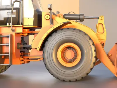 Wheel Loader Deep Orange Low-poly 3D model