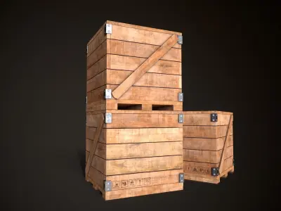 Wooden Crate-6 Low-poly 3D model