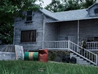 Abandoned House Exterior 3d Model Free low-poly 3D model