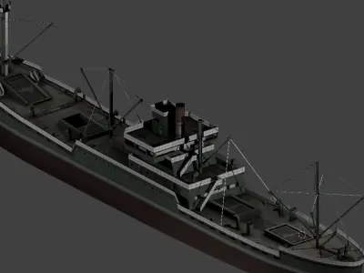 Japanese Merchant Ship Low-poly 3D model