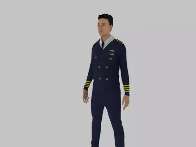 Pilot male in uniform Low-poly 3D model