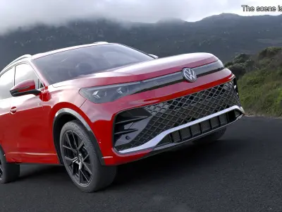 Volkswagen Tiguan 2024 Red Simplified 3D model