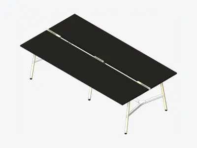 Desk - Timberline - Workstation - Dbl - Side - 4 - Person - Mid Low-poly 3D model