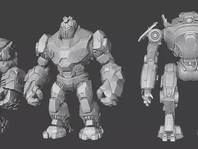 Cyberpunk Heavy Mechs LowPoly Low-poly 3D model