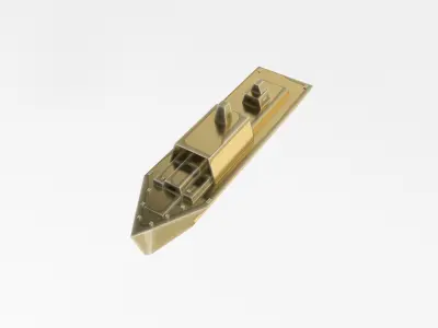 Cartoon Simple Warship v1 012 Low-poly 3D model