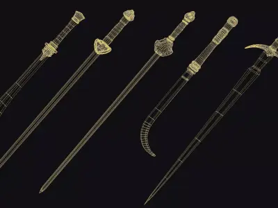 Fantasy RPG Swords Blade Knife Katana Longsword Shortsword Low-poly 3D model