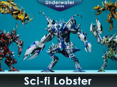Sci-Fi Lobster Low-poly 3D model