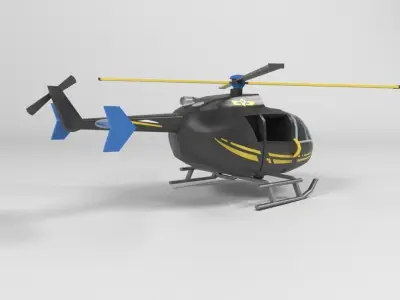 helicopter cartoon lowpoly Low-poly 3D model