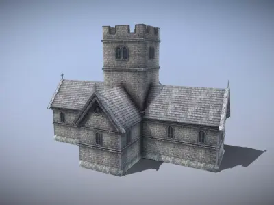 Medieval English Church Low-poly 3D model