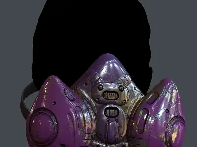 Gas mask helmet 3d model scifi  Low-poly 3D model 7