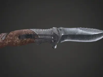Pocketknife Military Hunting Knife Butterfly Low-poly 3D model