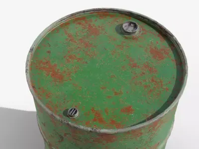 Steel Barrel - Green - Rusted 3D model