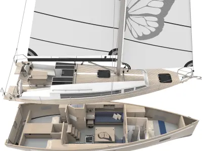 Deck Saloon Sloop Sailboat  3D model