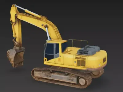 Heavy-Duty Yellow Crawler Excavator 3D Model Low-poly 3D model