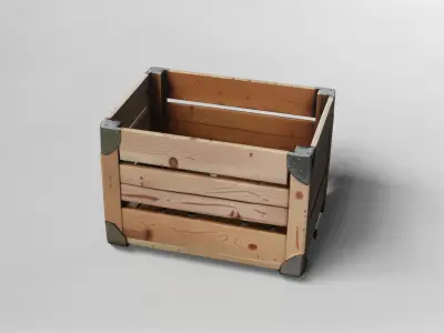 Wooden Storage Crate with Metal Reinforcements 3D Model 3D model