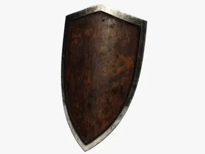 Wooden shield Low-poly 3D model 2