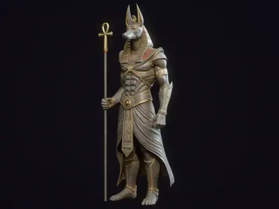 Egyptian Statue Anubis Low-poly 3D model