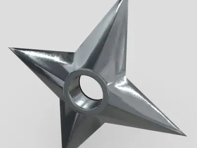 Shuriken 3 metal star Low-poly 3D model