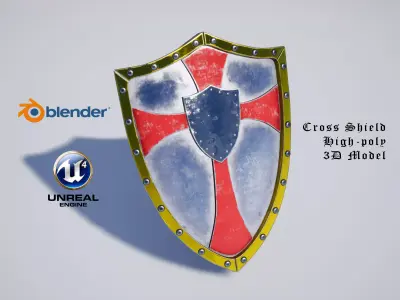 Cross Shield High-poly 3D model