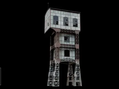Coal Mine Shaft Tower - KWK Polska I Low-poly 3D model