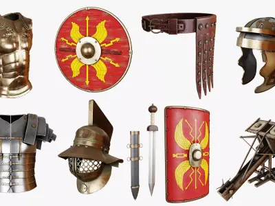 Roman Weapons and Armor Collection Low-poly 3D model