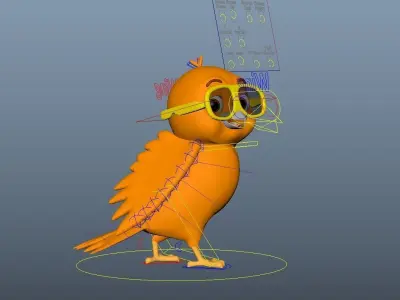 Cartoon SunGlass Bird 3D model