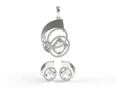 Diamond Pendant Set 07 3D print model