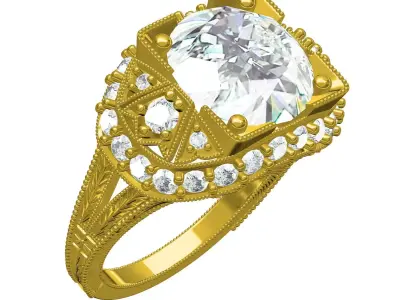 Antique Art Deco Engagement Ring 3D print model purchase