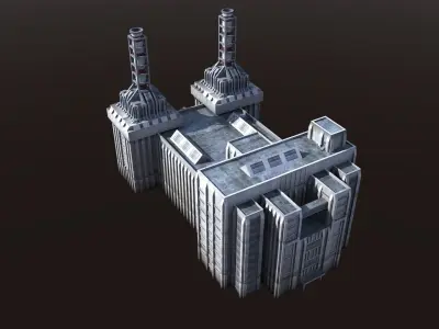 Factory Building - Industrial - Power Plant 3D model