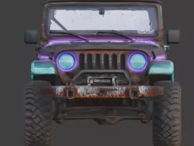 Cyberpunk Rusty Off Road Monster Truck 3D Model V04 Low-poly 3D model