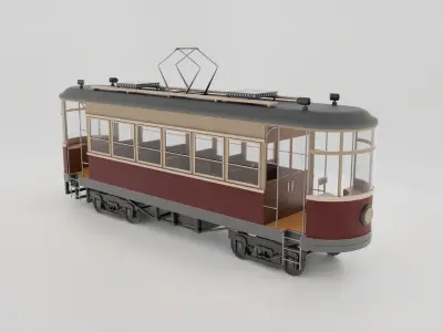 Old Tram Low-poly 3D model buy