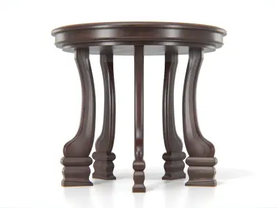 Antique Round Wooden Table Low-poly 3D model