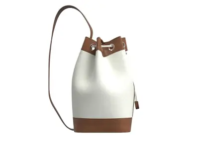 Brown Leather Sling Bucket Bag 3D model