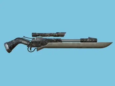 Sniper Gunblade 07 Black Camouflage - Character SciFi Design Low-poly 3D model
