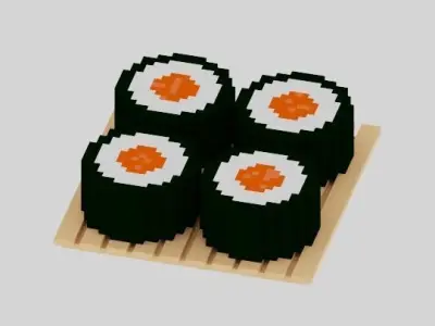Salmon Maki Japanese Food Sushi  Low-poly 3D model