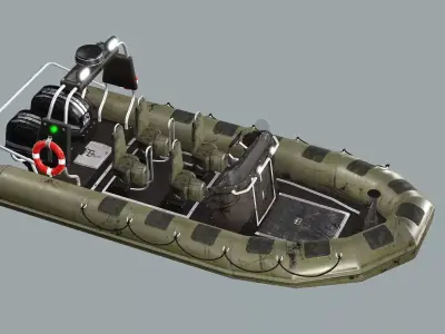 Military Tactical Boat 3D Model Low-poly 3D model