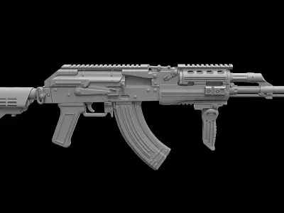 Ak 47 tactical ris m4 stock 3D model