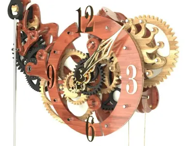 Wooden Clock with Gravity Escapement 3D model