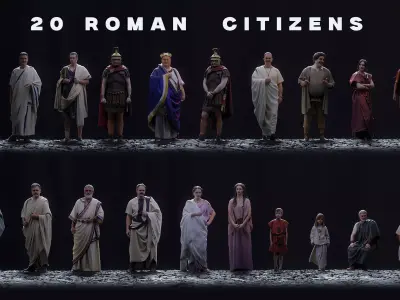 Roman Citizen Crowd Historic Modular Character Asset Pack 3D model