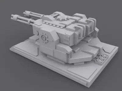 GatlingTurret lego tank Low-poly 3D model
