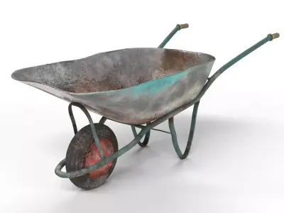 Realistic Used Ruined Wheelbarrow 3D model